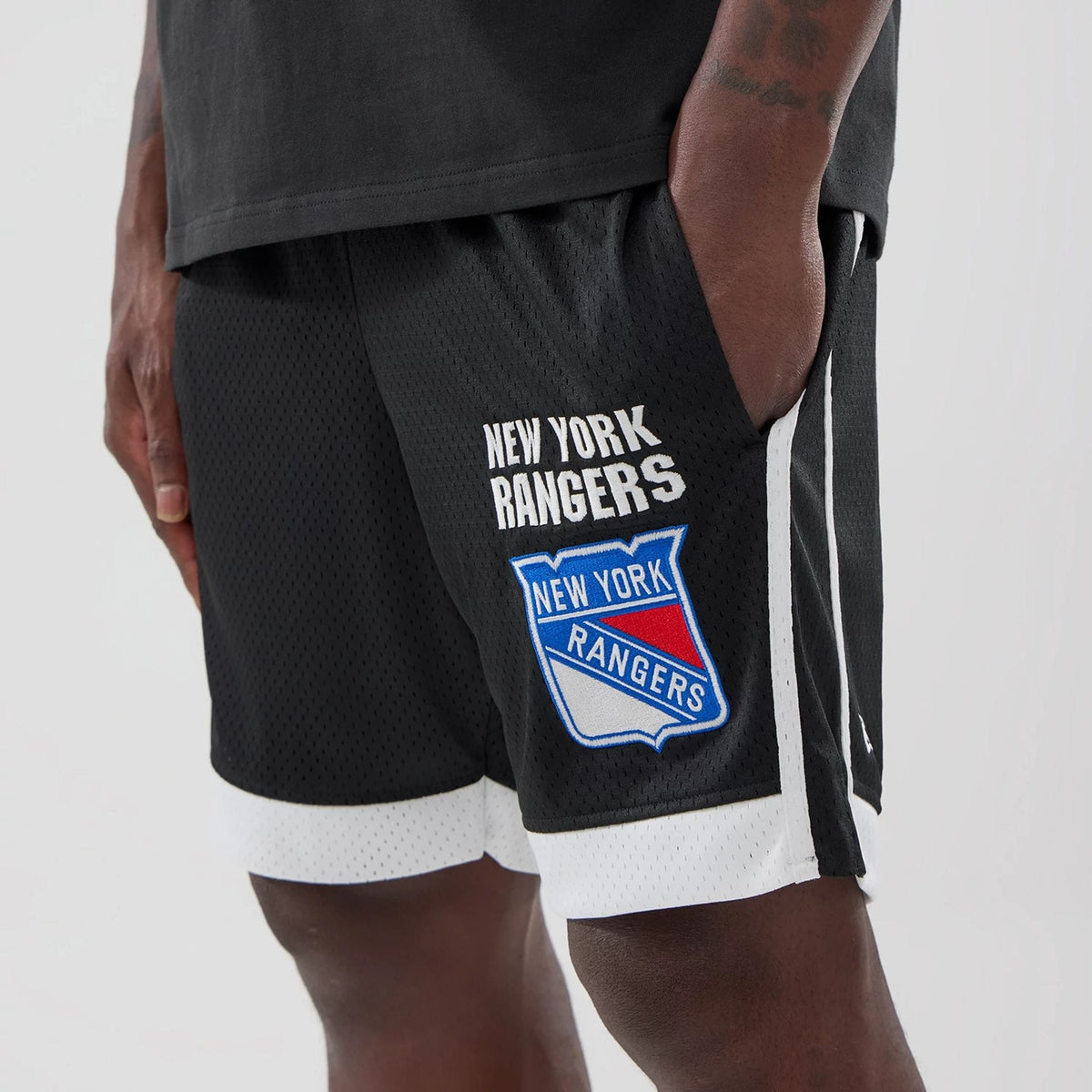 New York Rangers NHL Black Mesh Shorts-klyvox