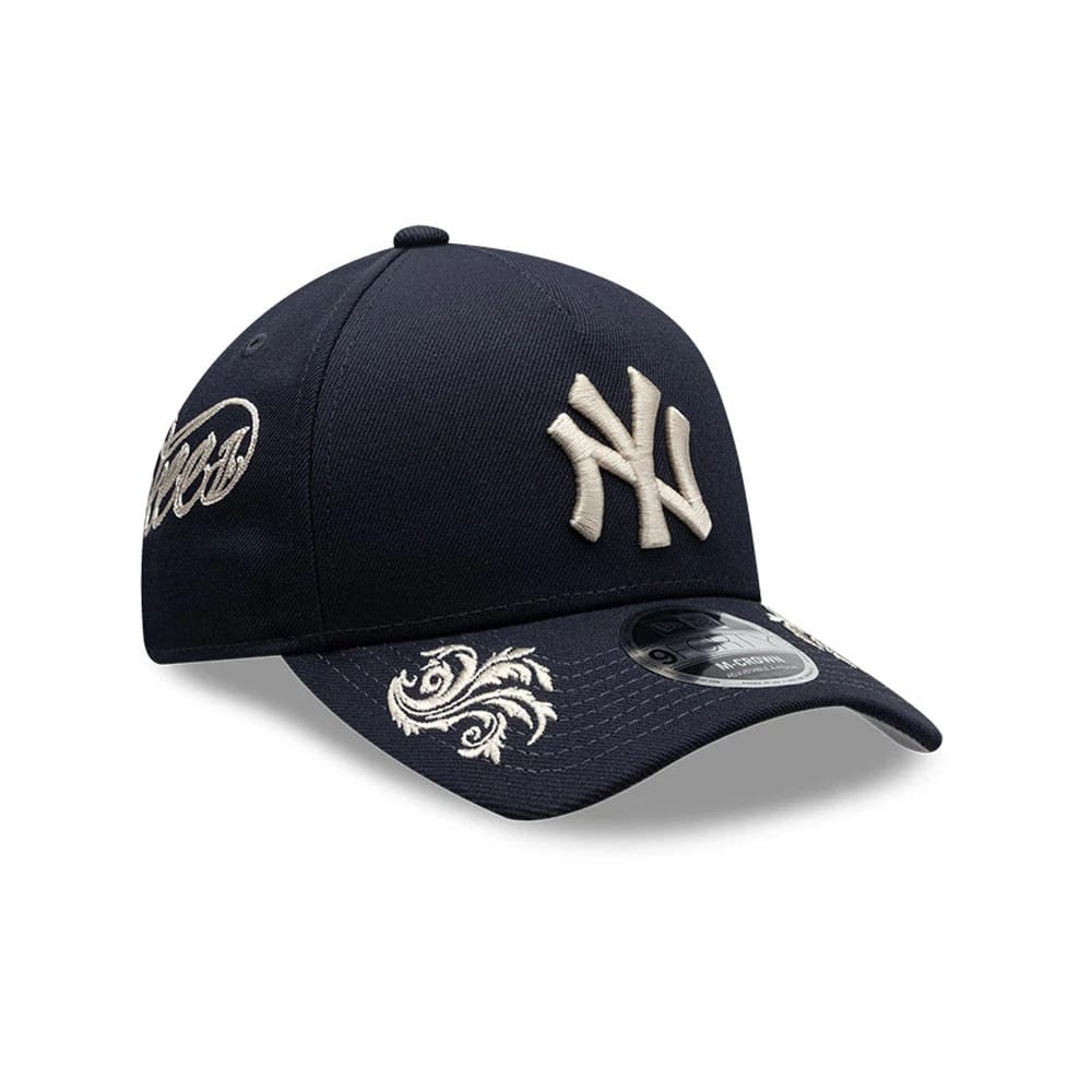 New York Yankees MLB Script Navy 9FORTY M-Crown A-Frame Adjustable Cap-klyvox