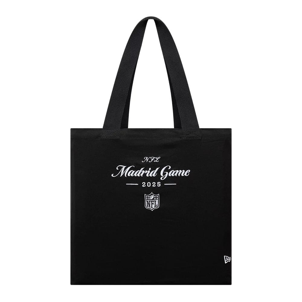 Shield Logo NFL Madrid Game 2025 Black Tote Bag-klyvox