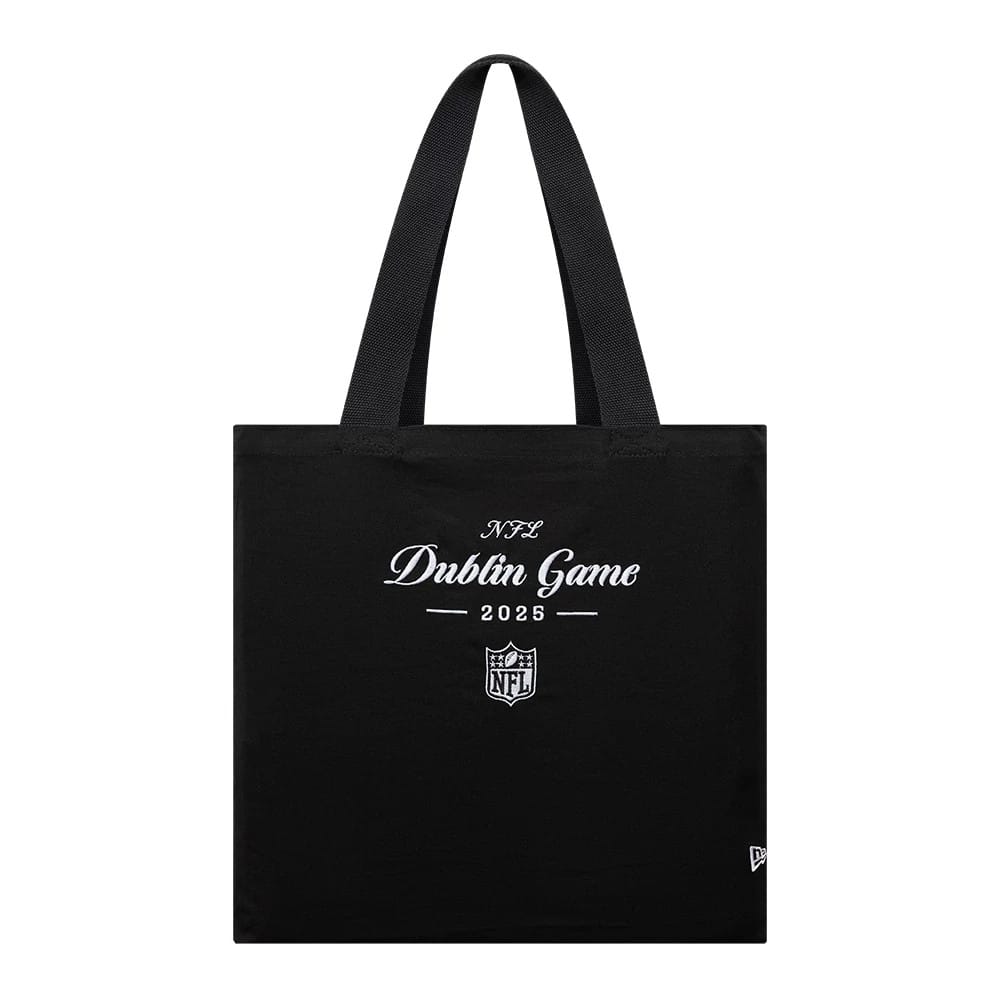 Shield Logo NFL Dublin Game 2025 Black Tote Bag-klyvox
