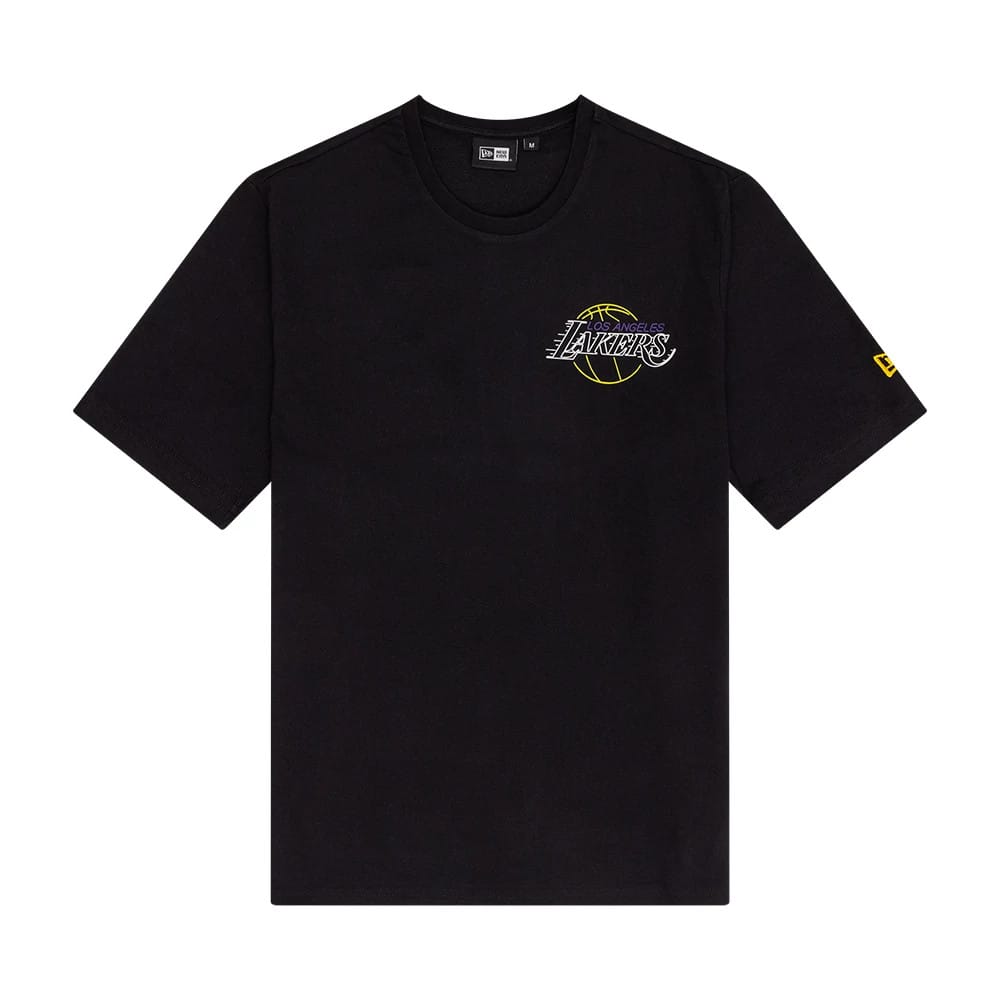 LA Lakers NBA Neon Graphic Black T-Shirt-klyvox
