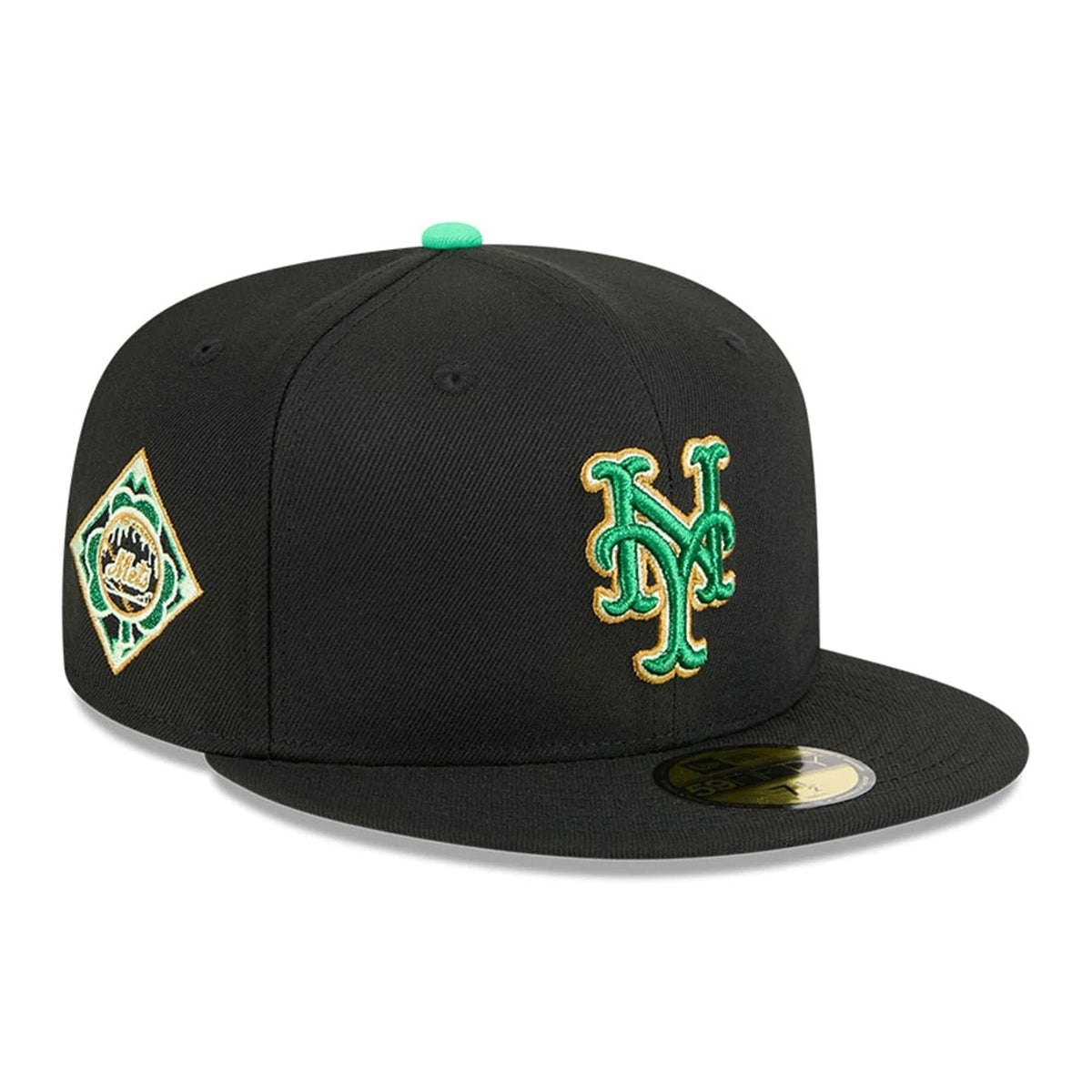 New York Mets MLB Saint Patrick's Day Black 59FIFTY Fitted Cap-klyvox