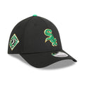 White Sox MLB Saint Patrick's Day Black 39THIRTY M-Crown A-Frame Stretch Fit Cap-klyvox