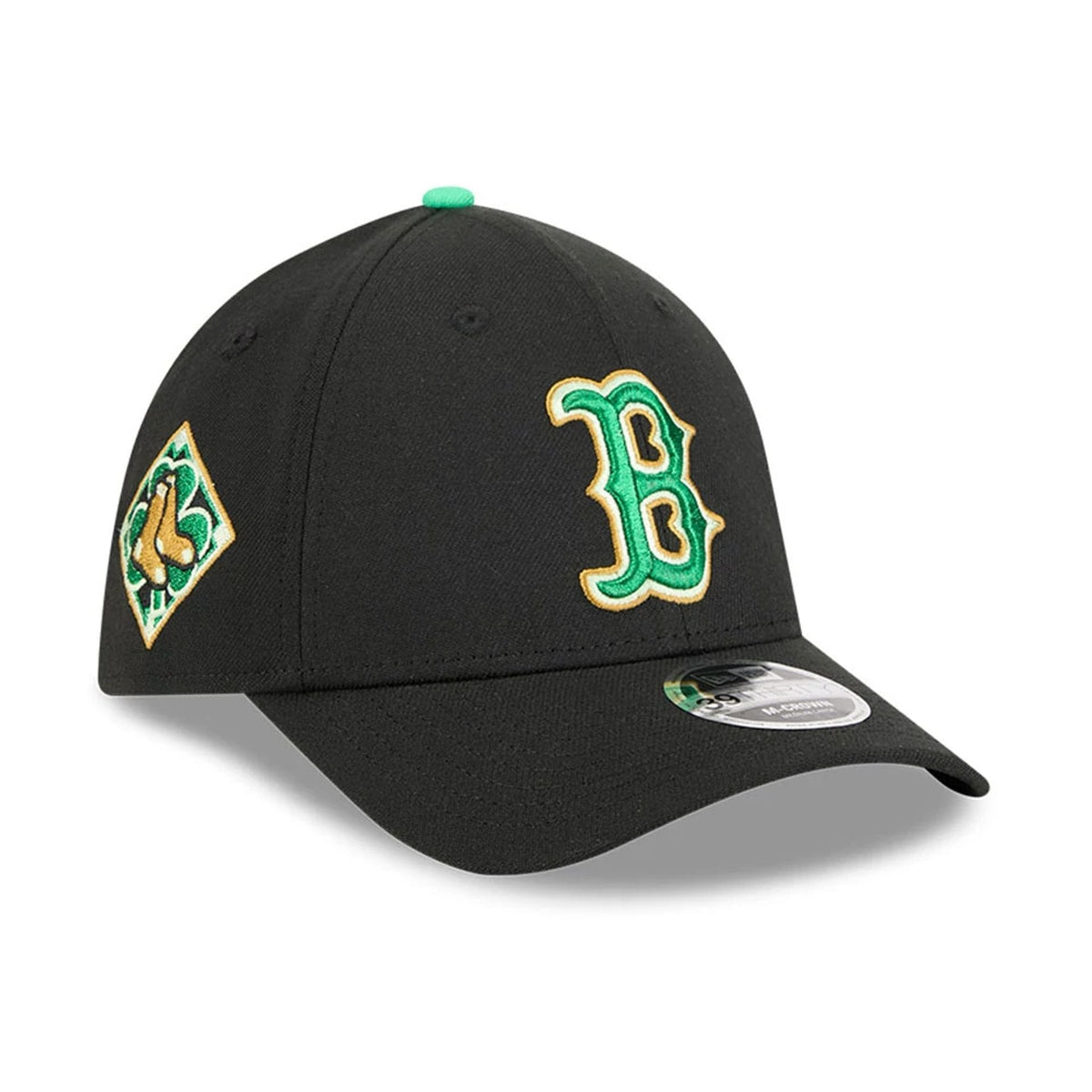 Red Sox MLB Saint Patrick's Day Black 39THIRTY M-Crown A-Frame Stretch Fit Cap-klyvox