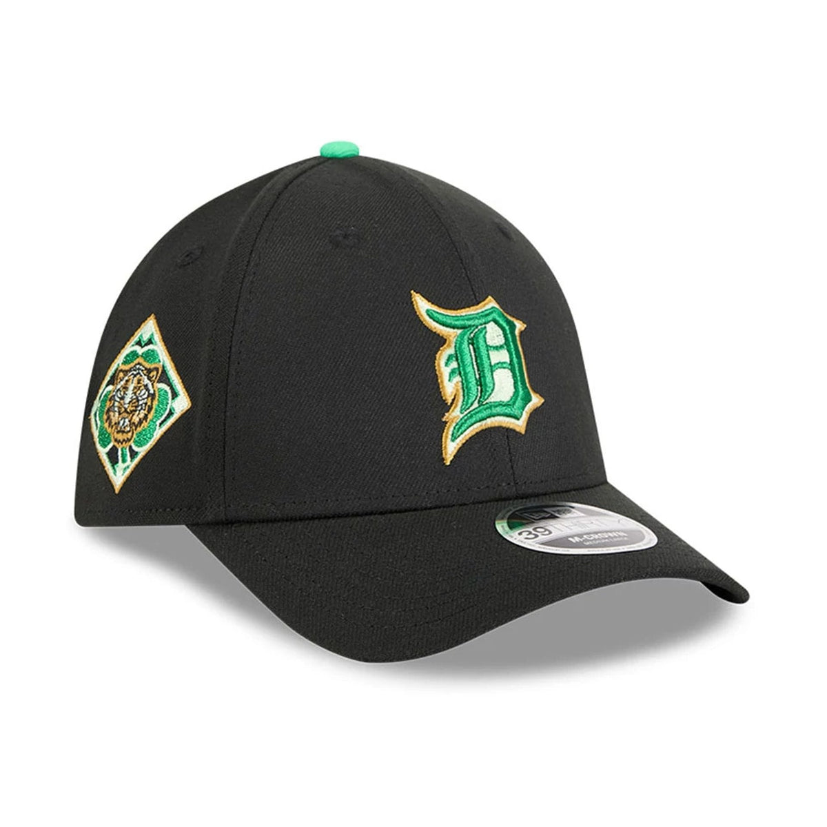 Tigers MLB Saint Patrick's Day Black 39THIRTY M-Crown A-Frame Stretch Fit Cap-klyvox