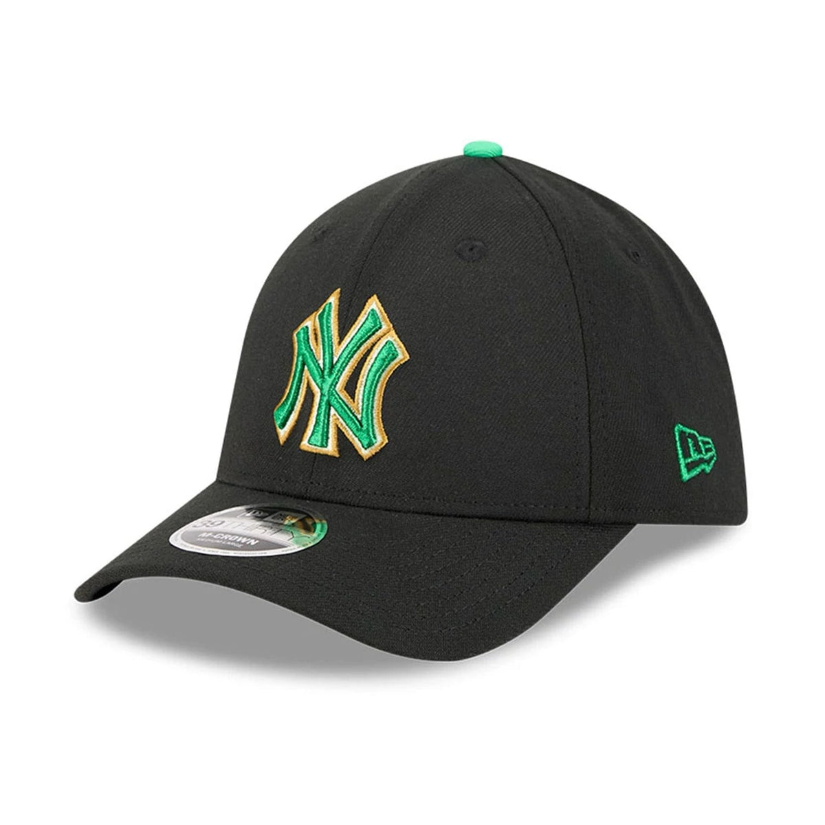 Yankees MLB Saint Patrick's Day Black 39THIRTY M-Crown A-Frame Stretch Fit Cap-klyvox
