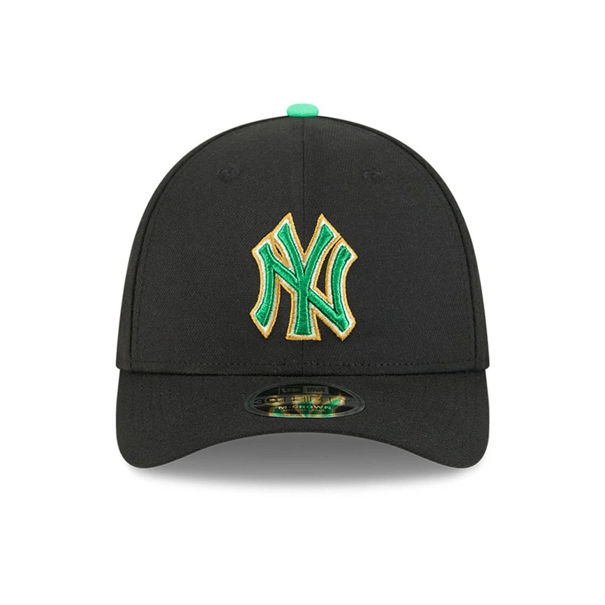 Yankees MLB Saint Patrick's Day Black 39THIRTY M-Crown A-Frame Stretch Fit Cap-klyvox