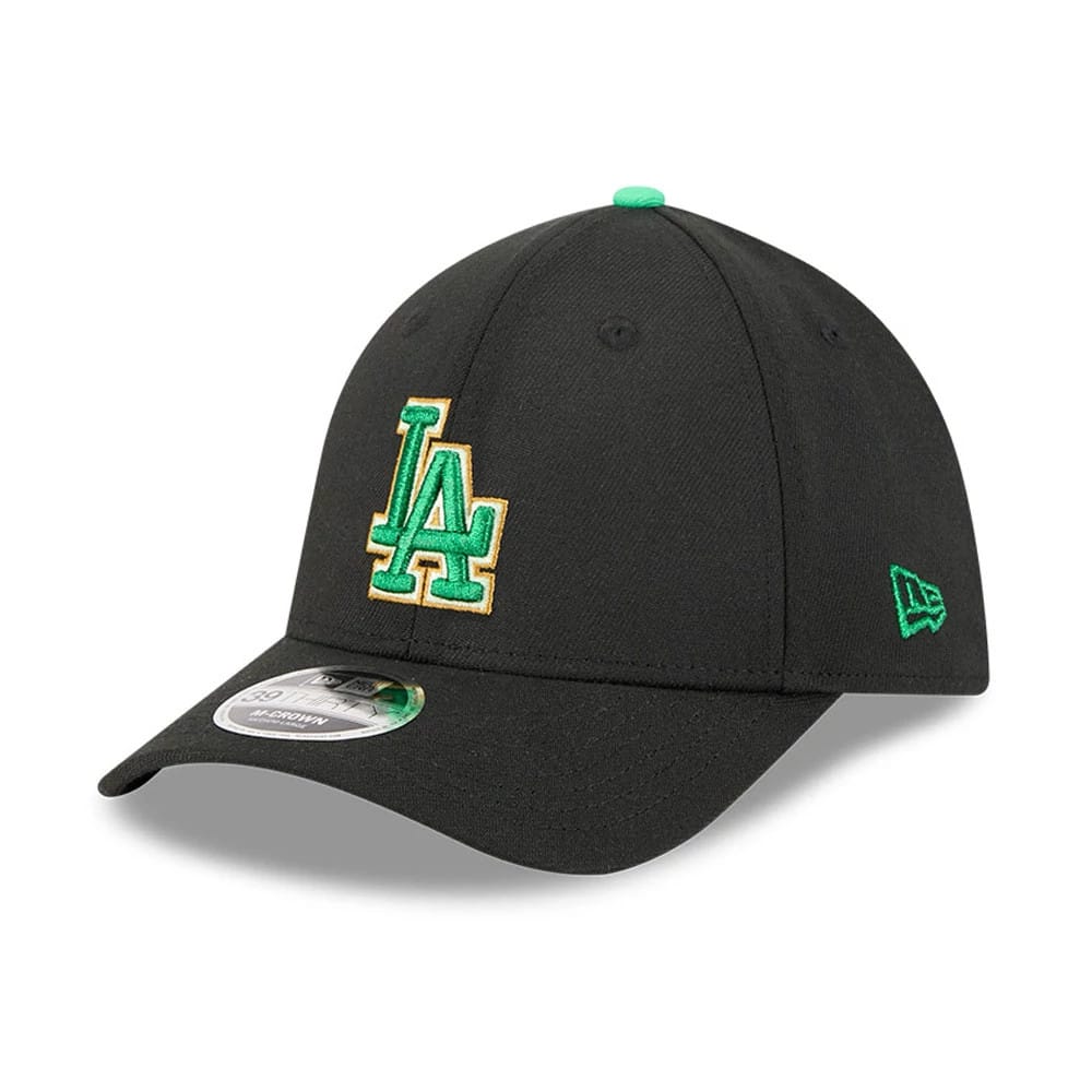 Dodgers MLB Saint Patrick's Day Black 39THIRTY M-Crown A-Frame Stretch Fit Cap-klyvox