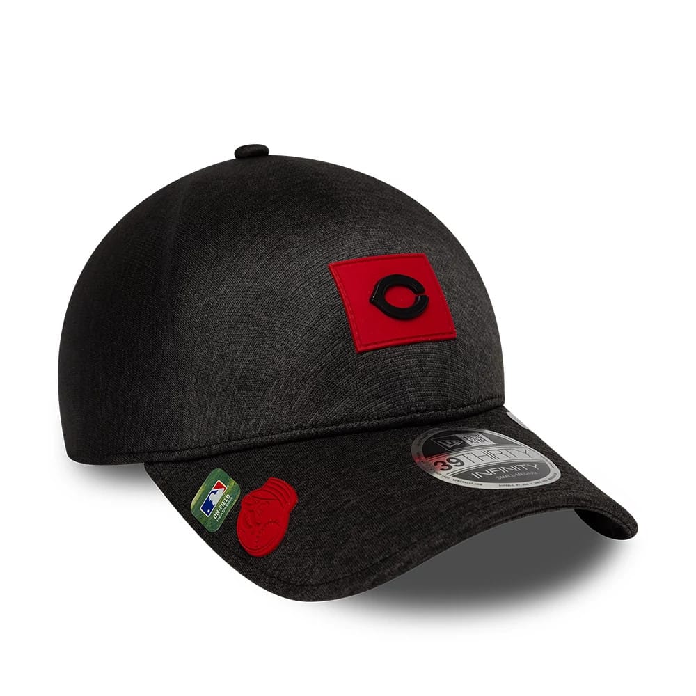 Cincinnati Reds MLB Clubhouse Black 39THIRTY Infinity Stretch Fit Cap-klyvox