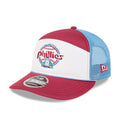 Philadelphia Phillies MLB Blocked Dark Red 9FIFTY Split Panel Snapback Cap-klyvox