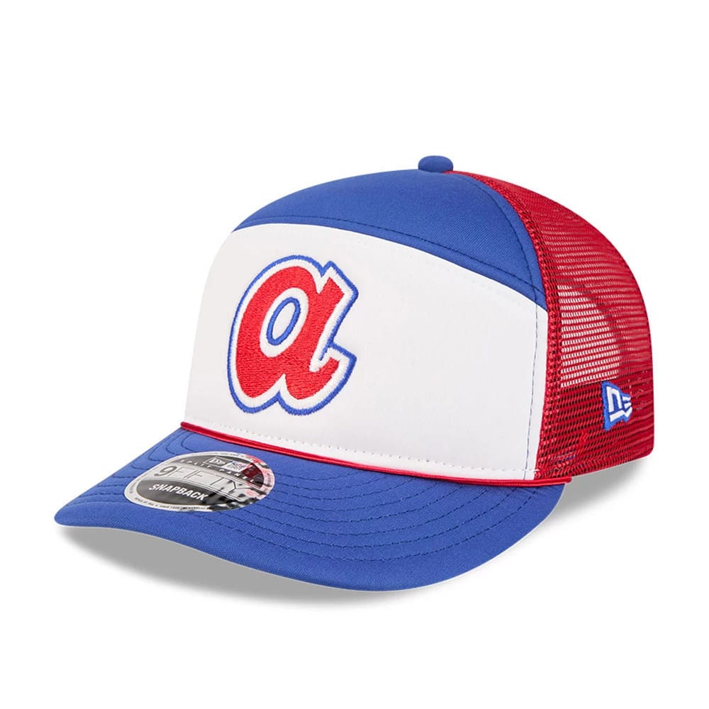 Atlanta Braves MLB Blocked Blue 9FIFTY Split Panel Snapback Adjustable Cap-klyvox