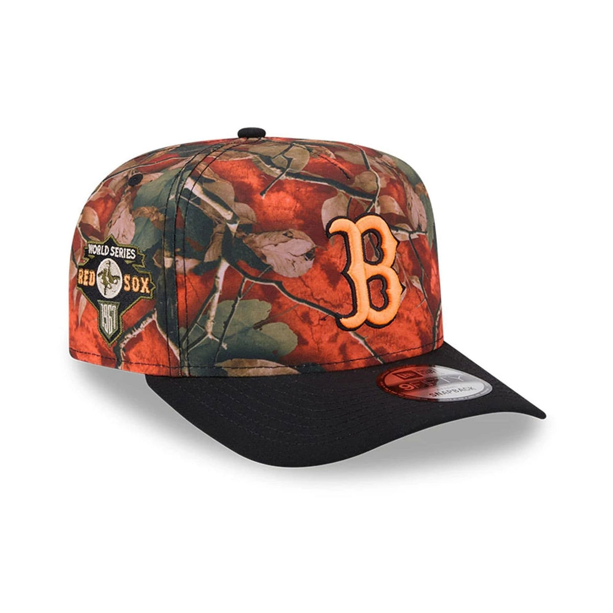 Boston Red Sox MLB Leaves Bright Orange 9FIFTY A-Frame Snapback Cap-klyvox