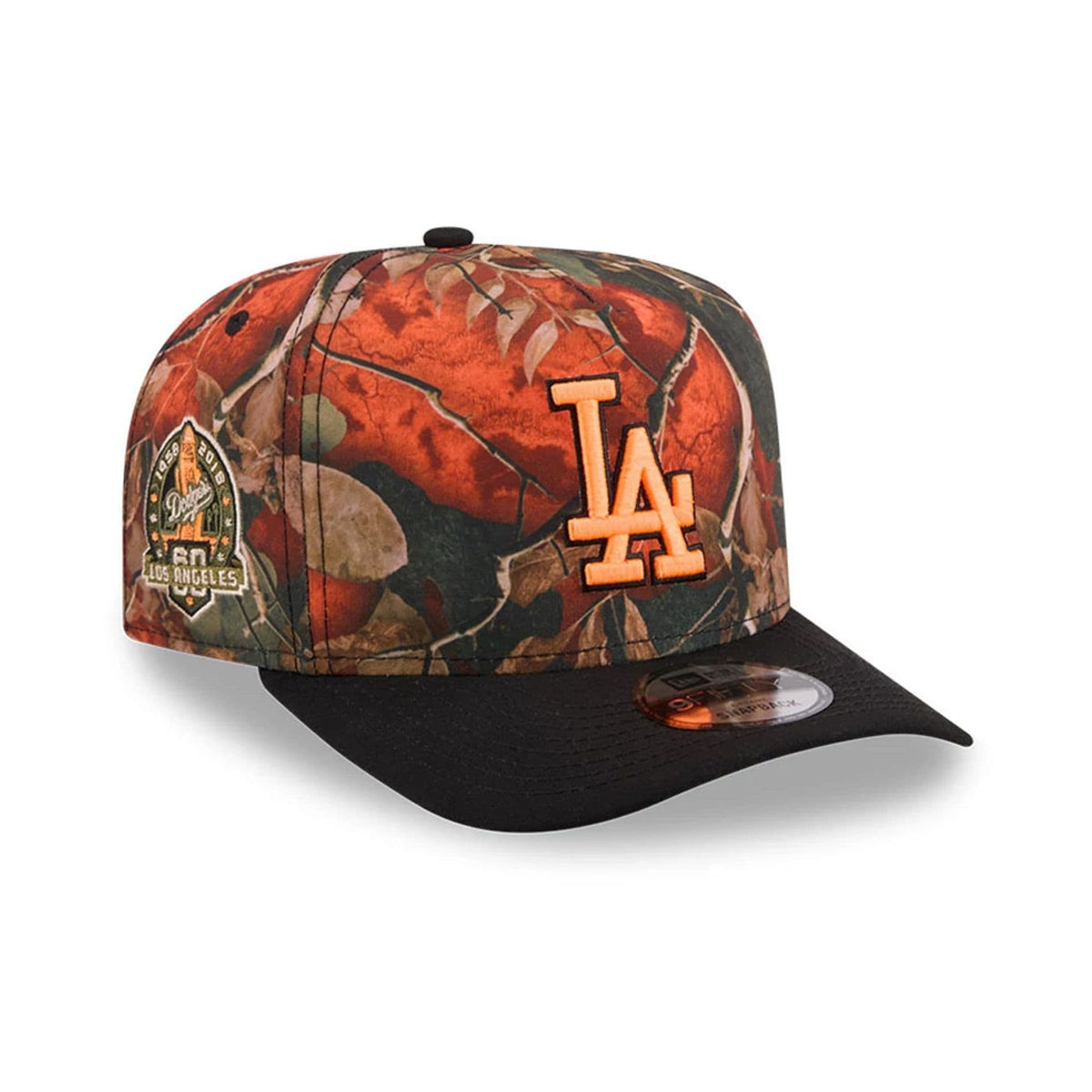LA Dodgers MLB Leaves Bright Orange 9FIFTY A-Frame Snapback Adjustable Cap-klyvox