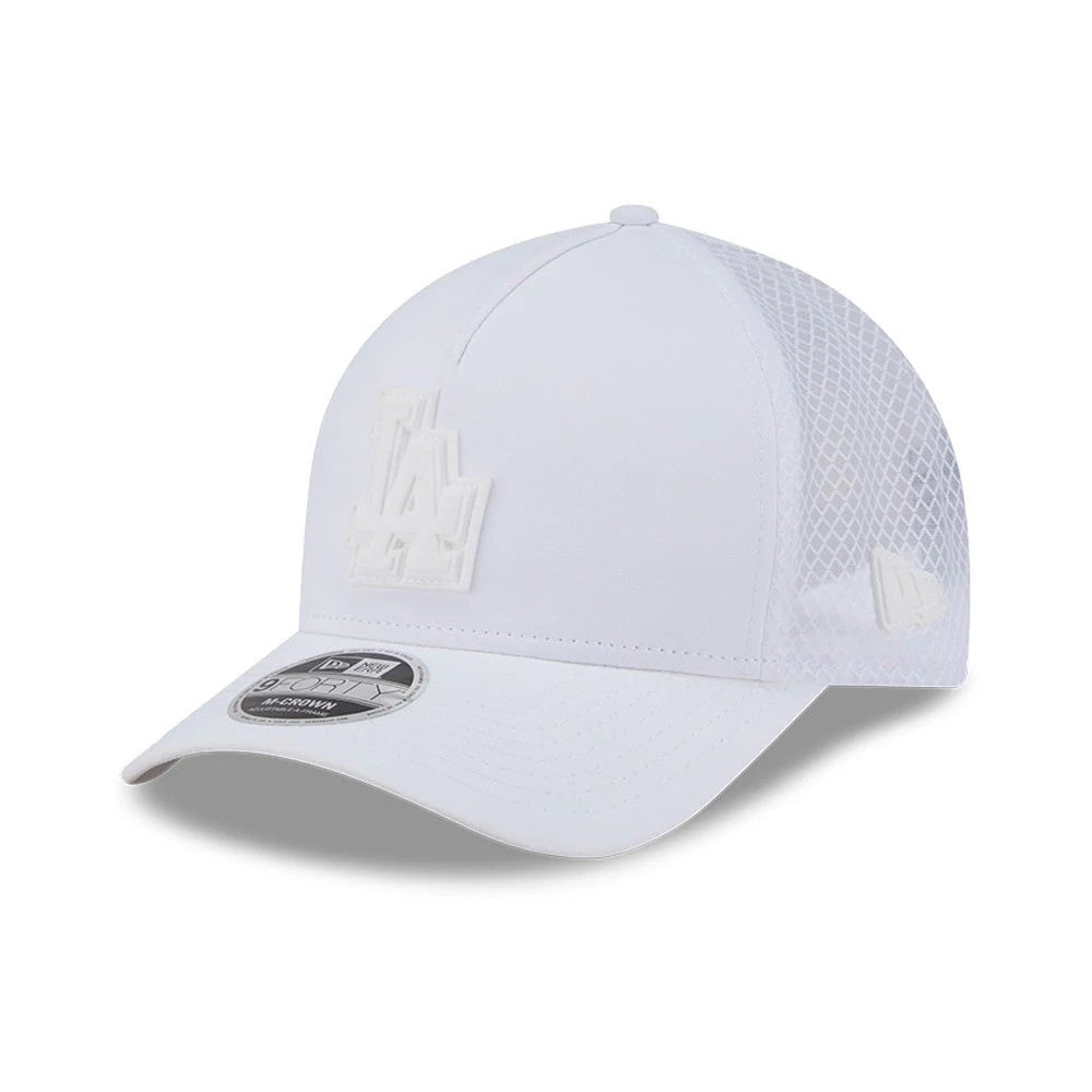 LA Dodgers MLB Badged White 9FORTY M-Crown A-Frame Trucker Adjustable Cap-klyvox