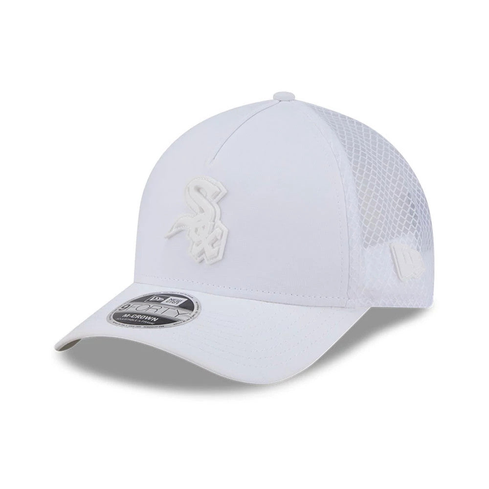 Chicago White Sox MLB Badged White 9FORTY M-Crown A-Frame Trucker Cap-klyvox
