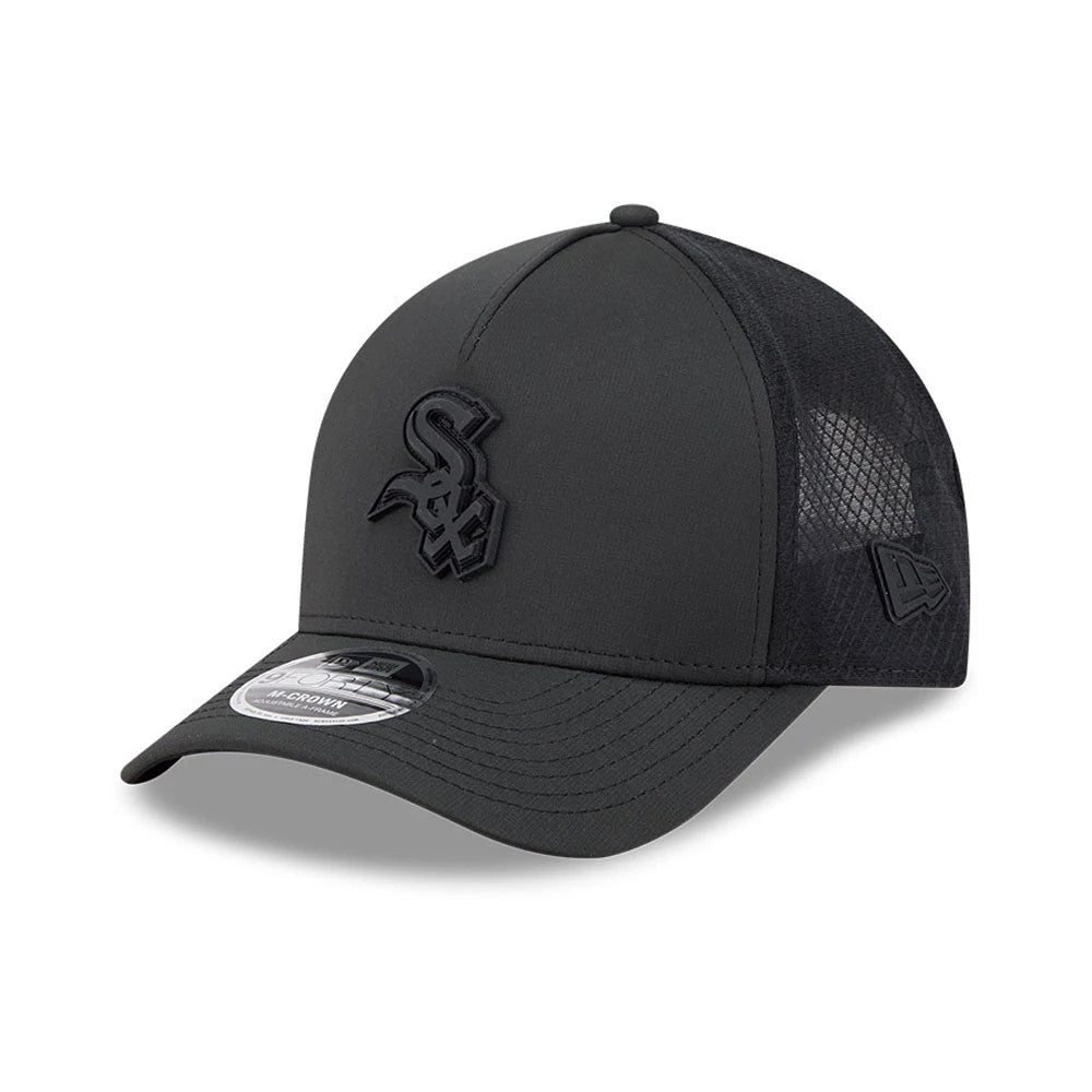 Chicago White Sox MLB Badged Black 9FORTY M-Crown A-Frame Trucker Cap-klyvox