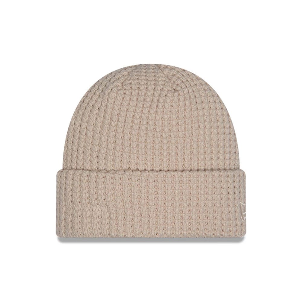 New Era Waffle Knit Light Beige Cuff knit Beanie Hat-klyvox