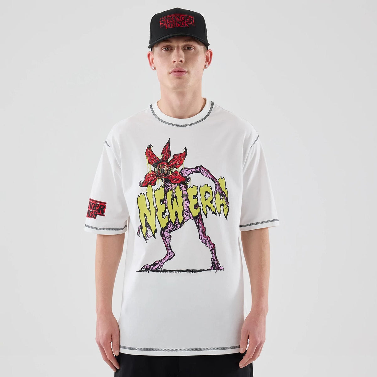 Stranger Things White Oversized T-Shirt-klyvox