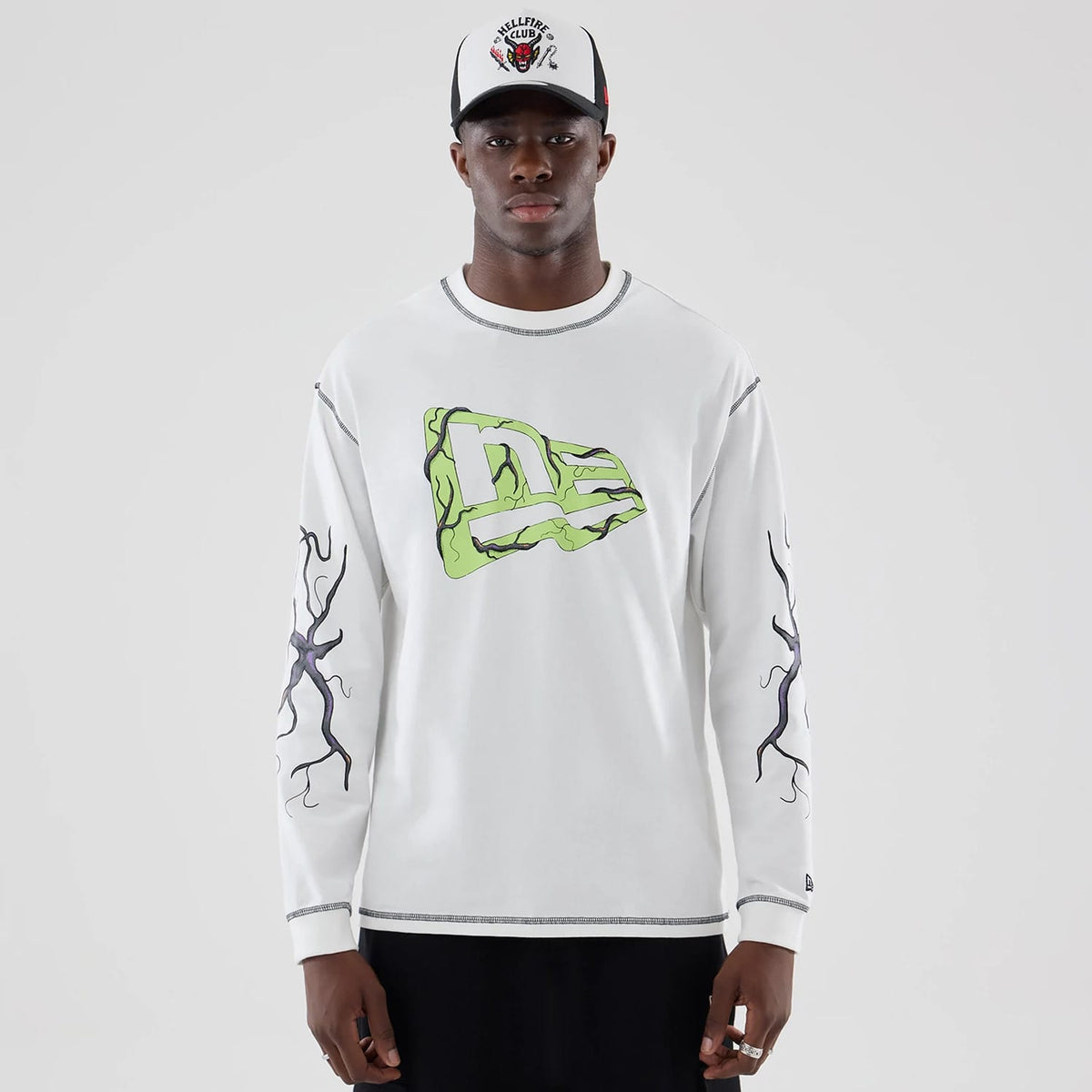 Stranger Things White Oversized Long Sleeve T-Shirt-klyvox