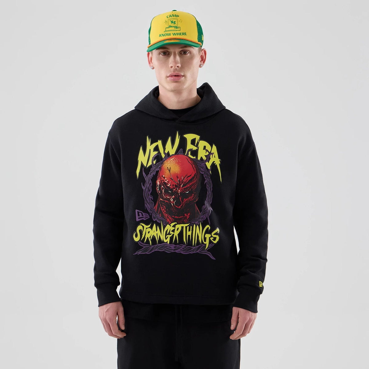Stranger Things Black Oversized Pullover Hoodie-klyvox