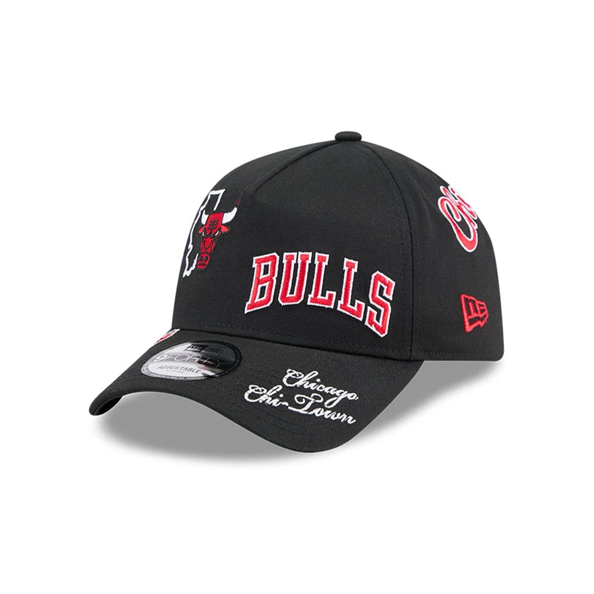 Chicago Bulls NBA All Over Black 9FORTY A-Frame Adjustable Cap-klyvox