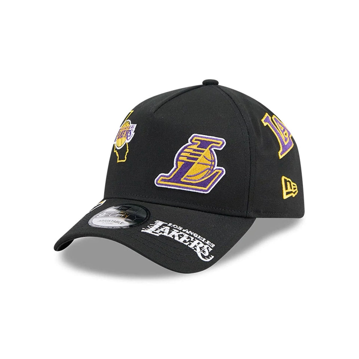 LA Lakers NBA All Over Black 9FORTY A-Frame Adjustable Cap-klyvox