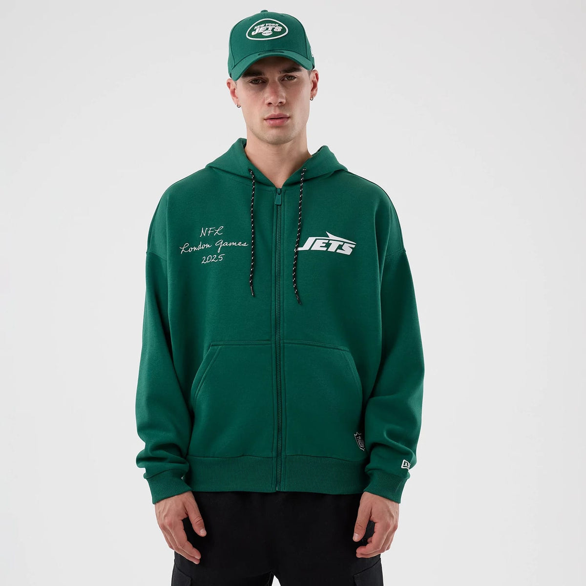 New York Jets NFL International Series Games Green Full Zip Hoodie-klyvox