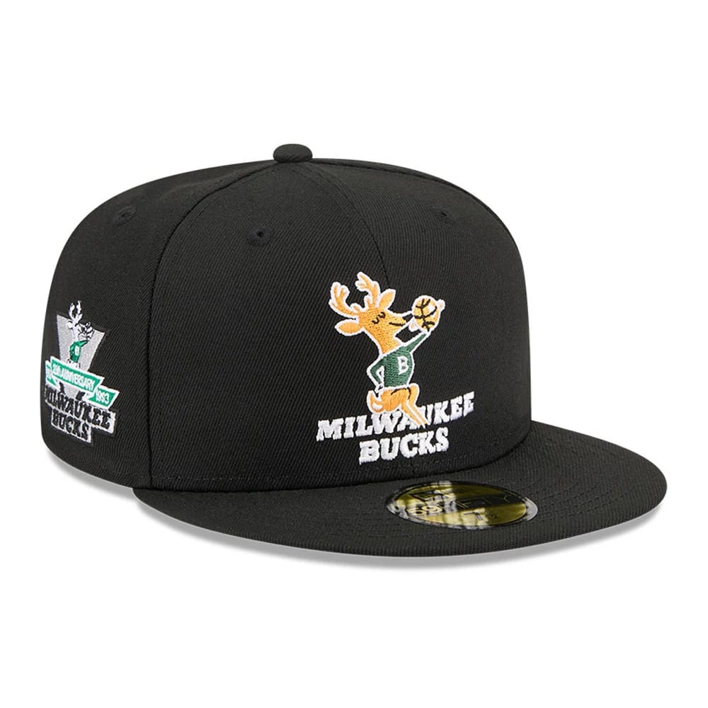 Milwaukee Bucks NBA Hardwood Classic Black 59FIFTY Fitted Cap-klyvox