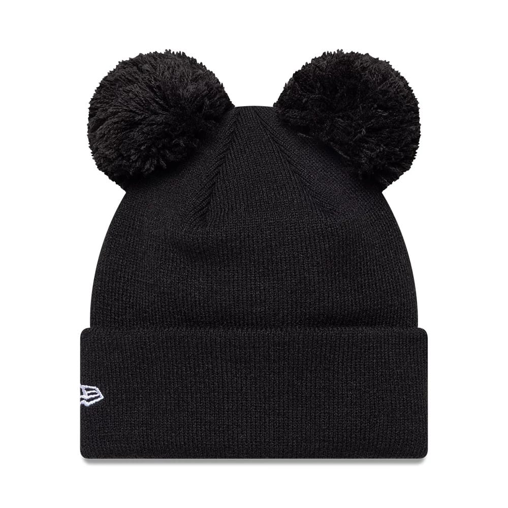 Newcastle United FC Youth Tonal Black Double Pom knit Beanie Hat-klyvox