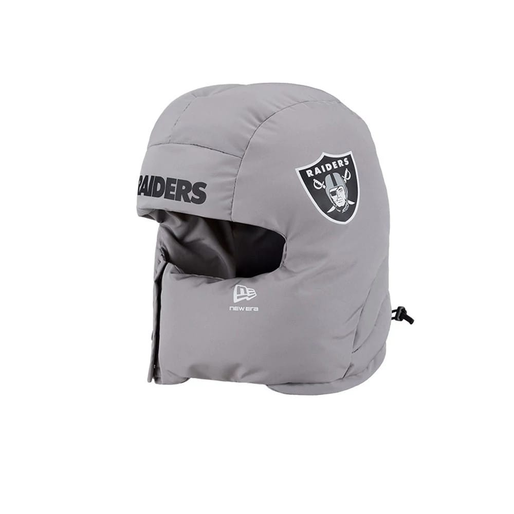 Las Vegas Raiders NFL Puffer Helmet Grey Trapper Hat-klyvox