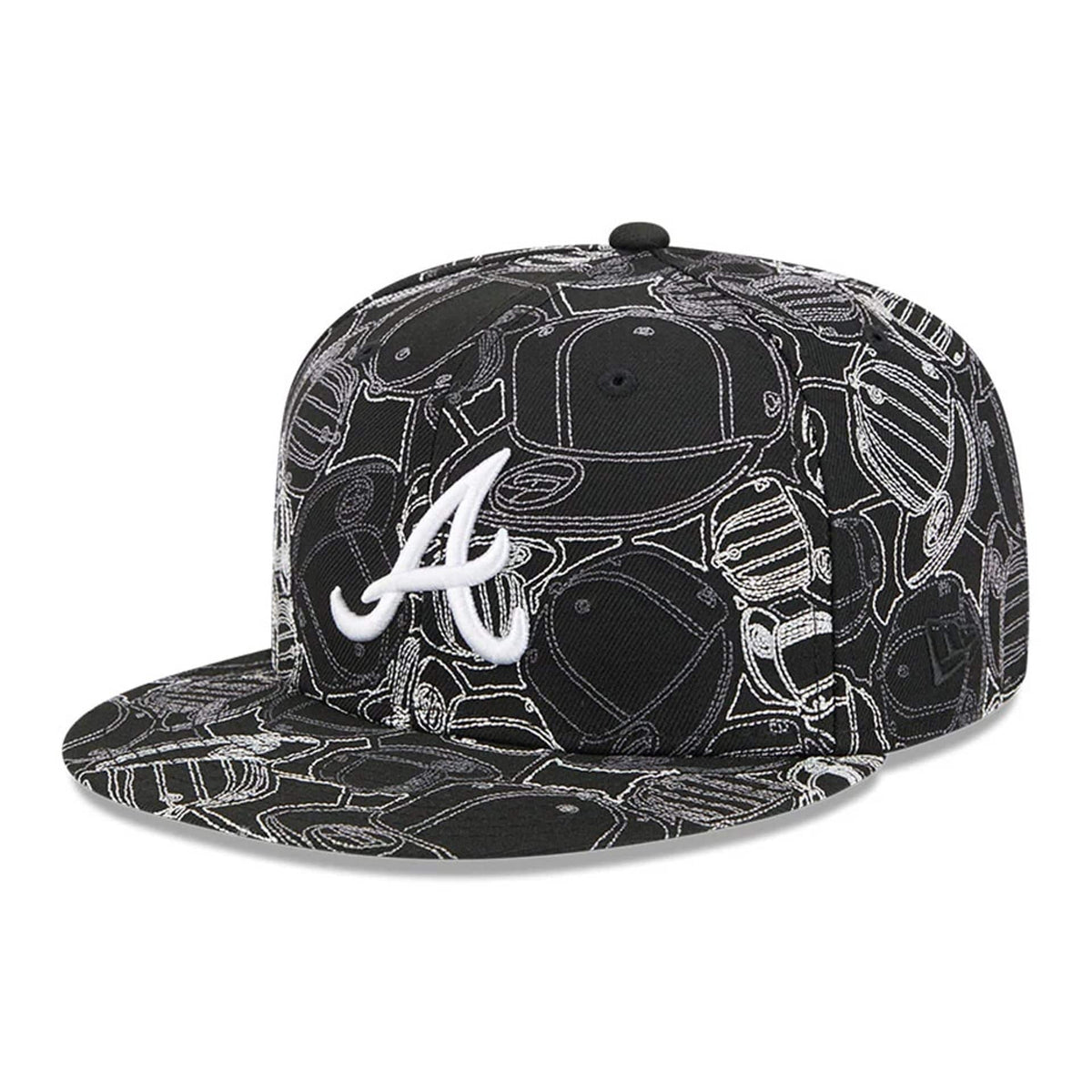 Atlanta Braves MLB Cap Scramble Black 59FIFTY Fitted Cap-klyvox