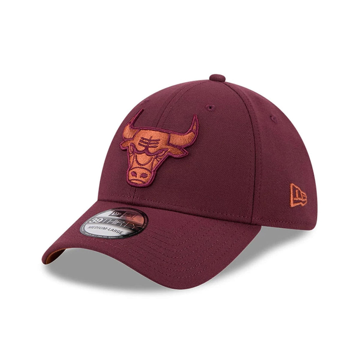 Chicago Bulls NBA Frosted Rust Dark Red 39THIRTY Stretch Fit Cap-klyvox