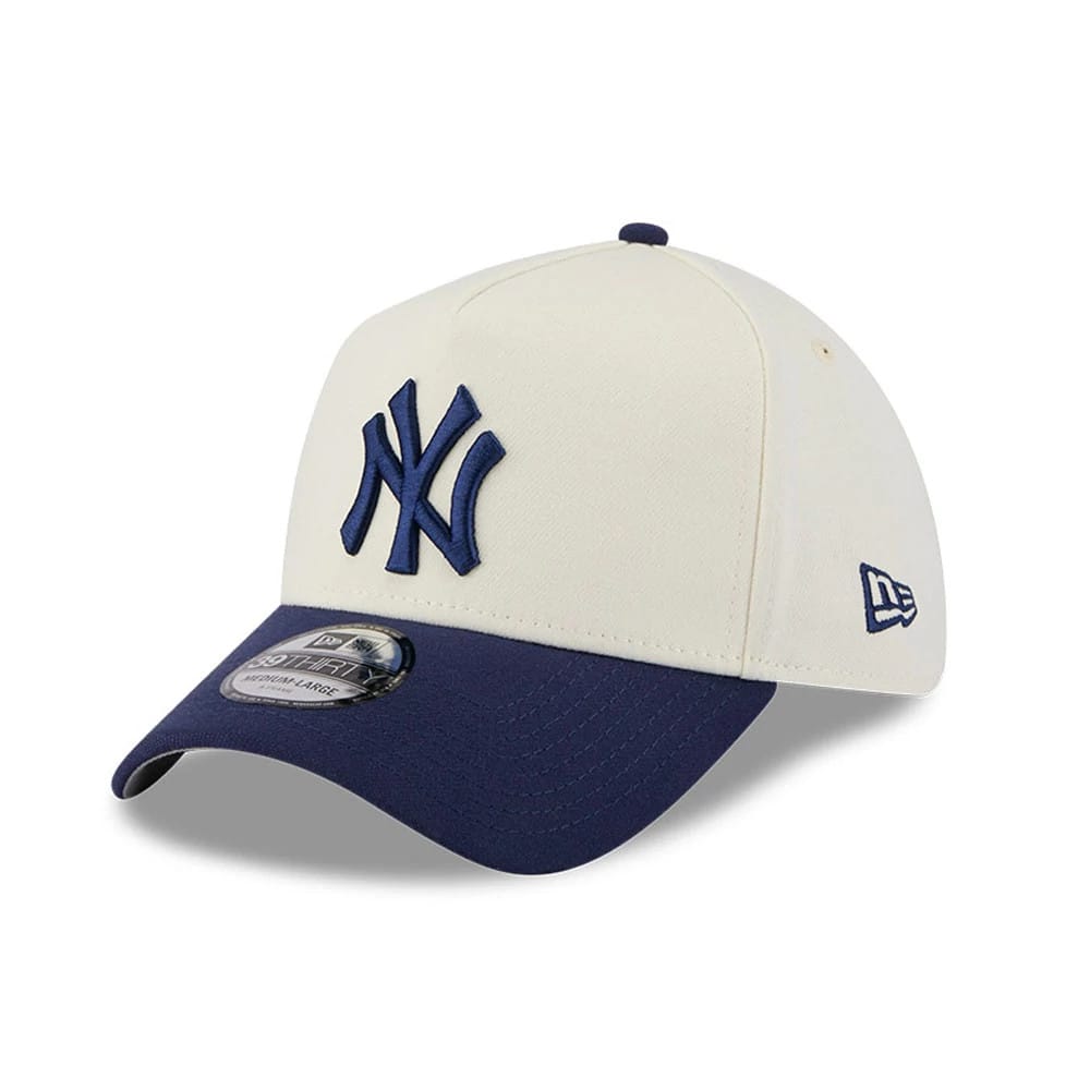 New York Yankees MLB Chrome Cream 39THIRTY A-Frame Stretch Fit Cap-klyvox