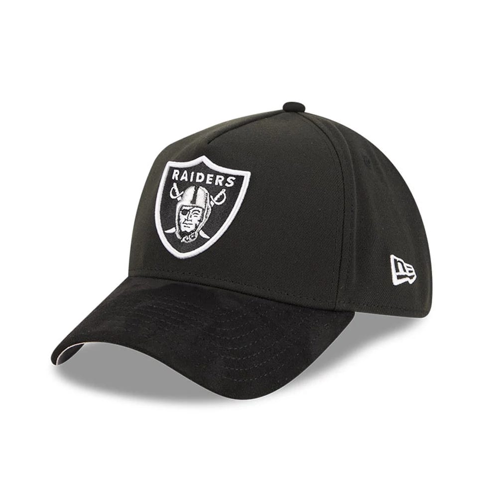 Las Vegas Raiders NFL Suede Black 39THIRTY A-Frame Stretch Fit Cap-klyvox
