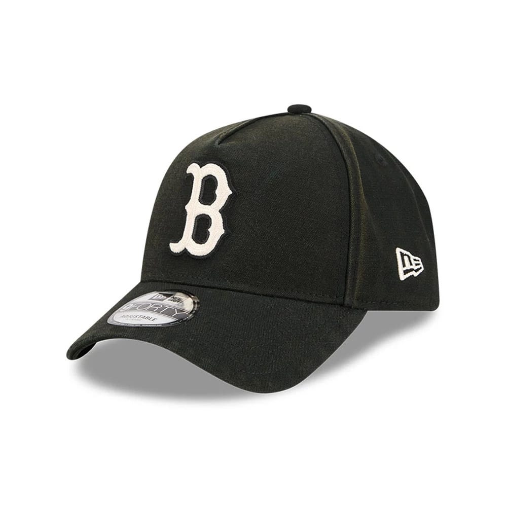 Boston Red Sox MLB Washed Canvas Black 9FORTY A-Frame Adjustable Cap-klyvox