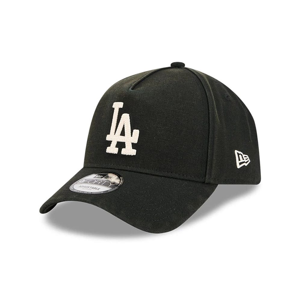 LA Dodgers MLB Washed Canvas Black 9FORTY A-Frame Adjustable Cap-klyvox