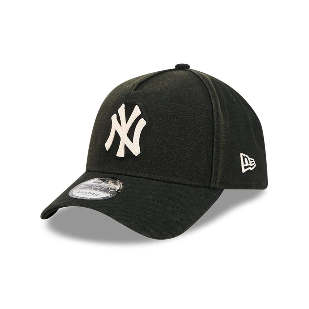 New York Yankees MLB Washed Canvas Black 9FORTY A-Frame Adjustable Cap-klyvox