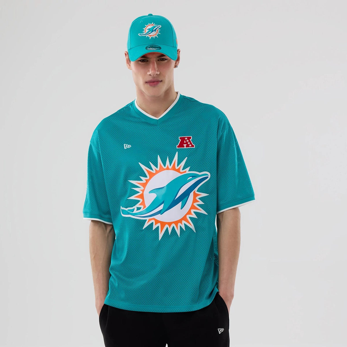 Miami Dolphins NFL Mesh Turquoise Oversized T-Shirt-klyvox