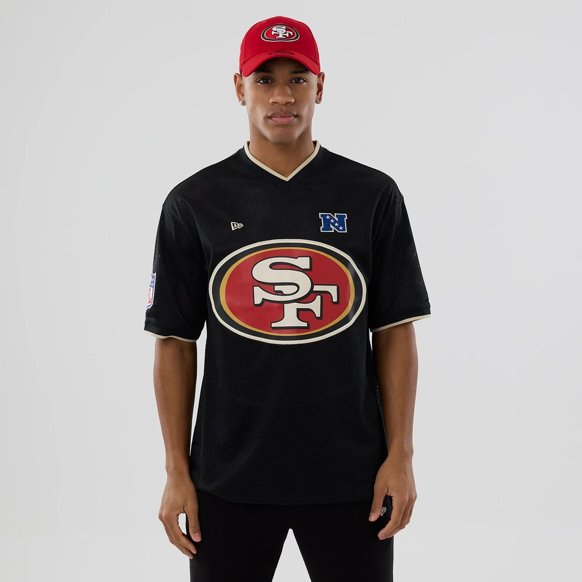 San Francisco 49ers NFL Mesh Black Oversized T-Shirt-klyvox