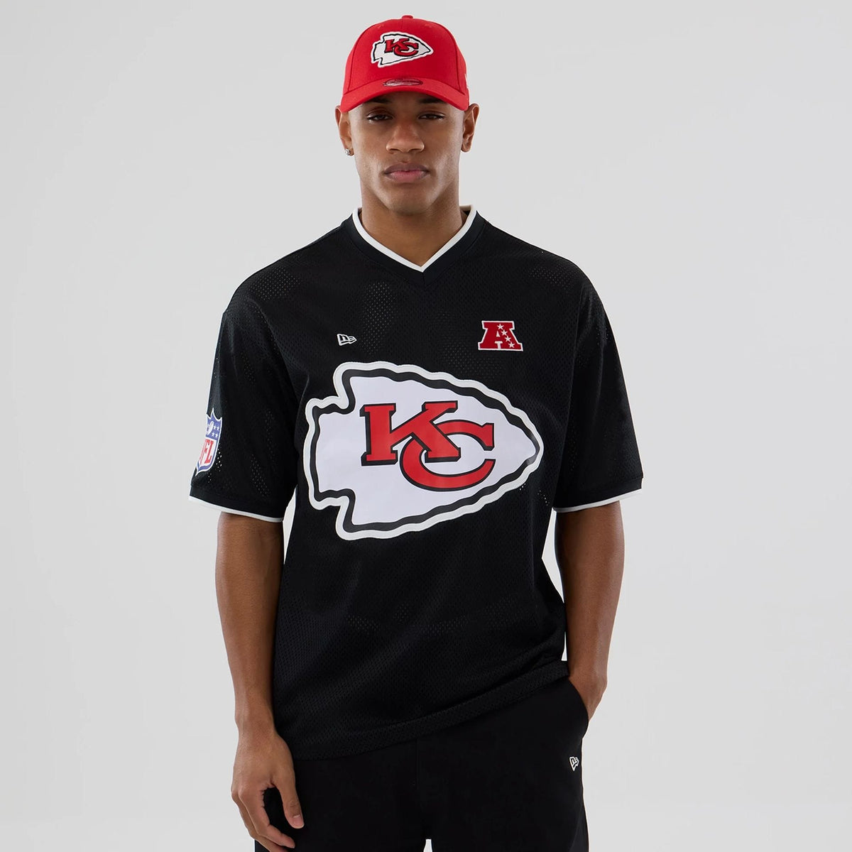 Kansas City Chiefs NFL Mesh Black Oversized T-Shirt-klyvox