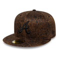 Atlanta Braves MLB Leopard Black 59FIFTY Fitted Cap-klyvox