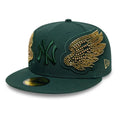 New York Yankees MLB Beaded Wings Dark Green 59FIFTY Fitted Cap-klyvox