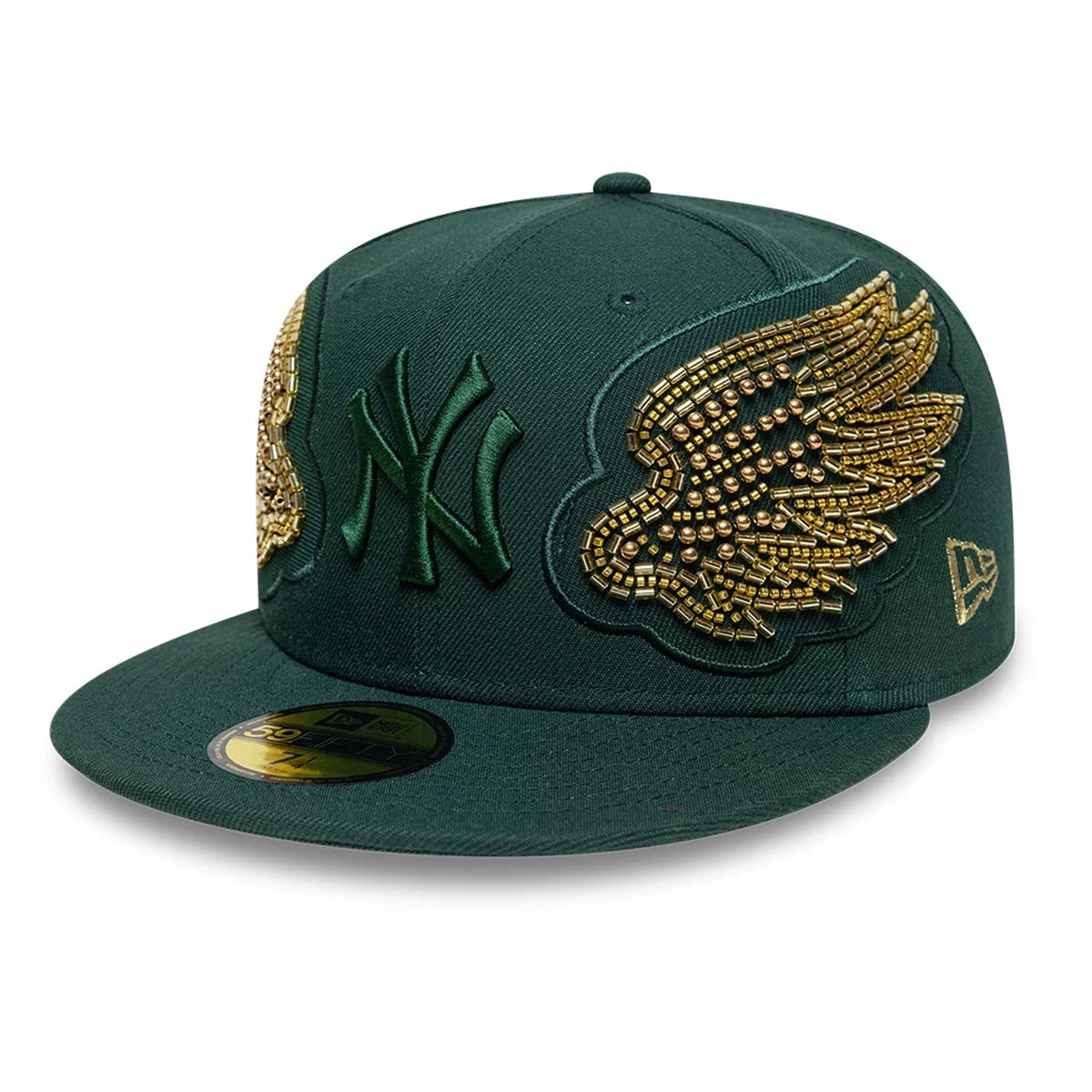New York Yankees MLB Beaded Wings Dark Green 59FIFTY Fitted Cap-klyvox