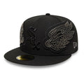 Chicago White Sox MLB Beaded Wings Black 59FIFTY Fitted Cap-klyvox