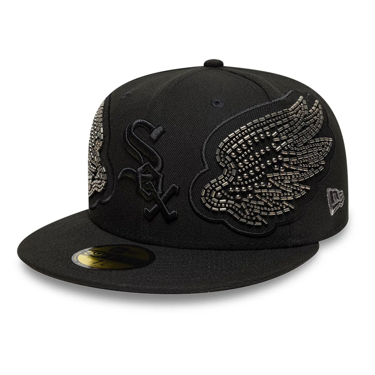 Chicago White Sox MLB Beaded Wings Black 59FIFTY Fitted Cap-klyvox