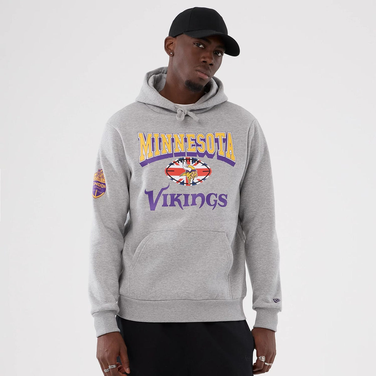 Minnesota Vikings NFL International Series Games 2025 Grey Pullover Hoodie-klyvox