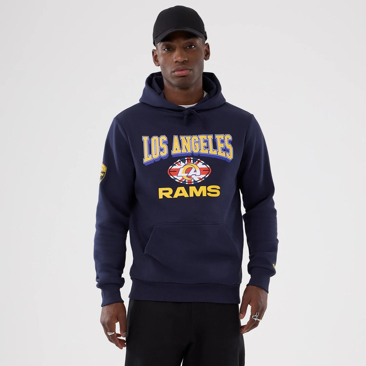 LA Rams NFL International Series Games 2025 Navy Pullover Hoodie-klyvox