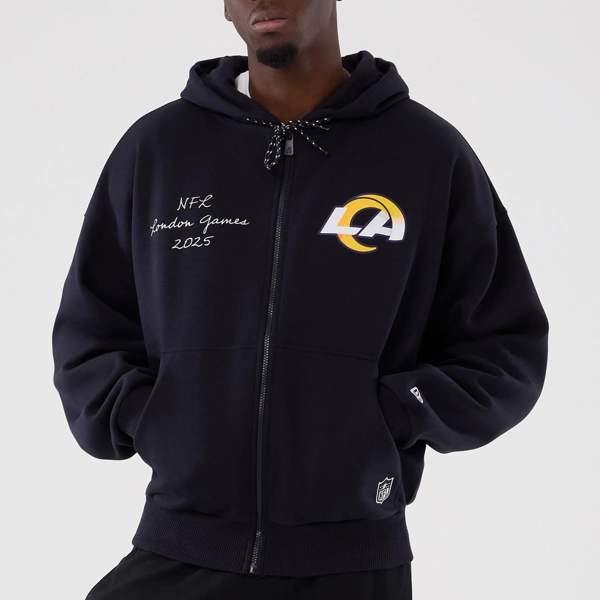 LA Rams NFL International Series Games 2025 Navy Premium Pullover Hoodie-klyvox