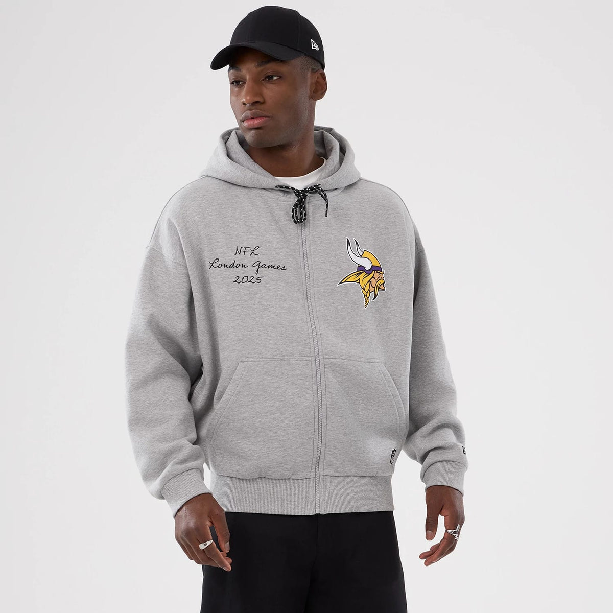 Minnesota Vikings NFL International Series Games 2025 Grey Premium Pullover Hoodie-klyvox