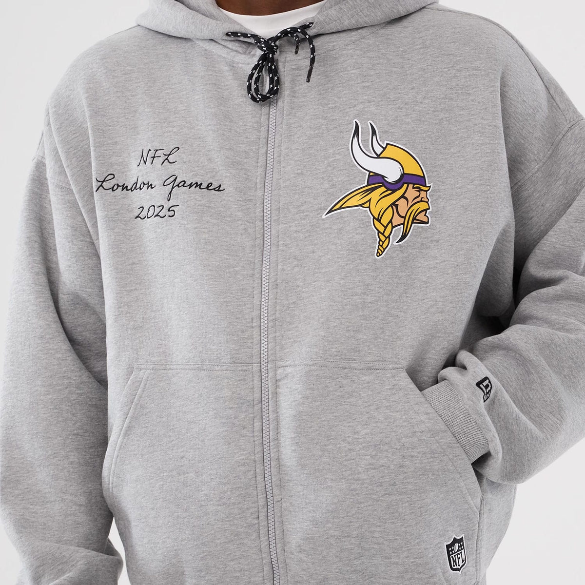 Minnesota Vikings NFL International Series Games 2025 Grey Premium Pullover Hoodie-klyvox